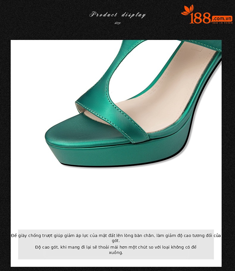 Sandal cao gót nữ quai mảnh chéo hở mũi gót nhọn 9 cm — Xanh lá, Hồng chi tiết 7