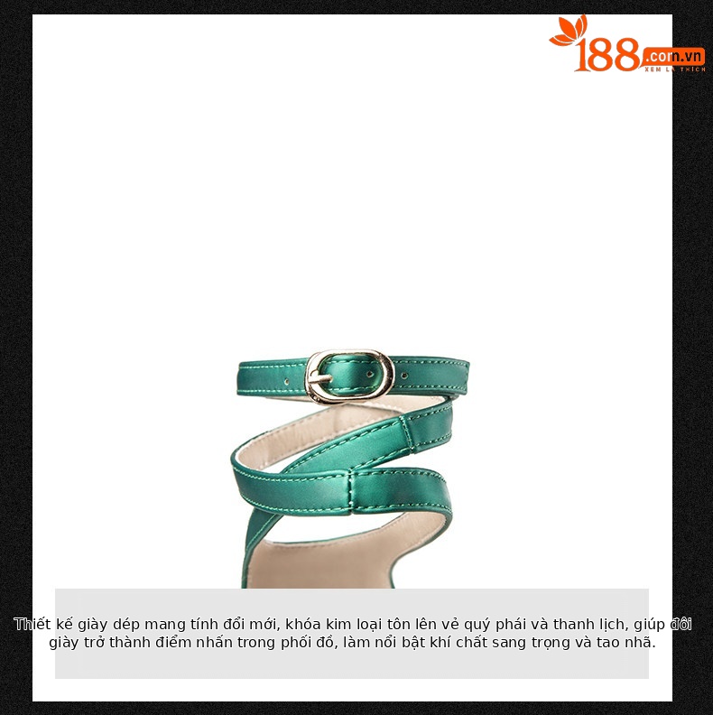 Sandal cao gót nữ quai mảnh chéo hở mũi gót nhọn 9 cm — Xanh lá, Hồng chi tiết 8