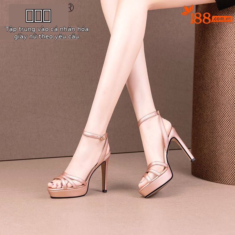 Sandal cao gót nữ hở mũi quai mảnh đế platform chống nước — Hồng Đậu, Xanh Lá