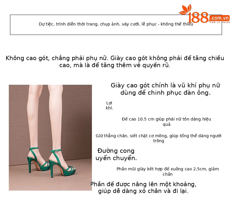 Sandal cao gót nữ hở mũi quai mảnh đế platform chống nước — Hồng Đậu, Xanh Lá chi tiết 2