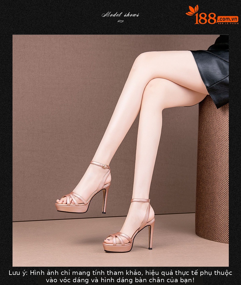 Sandal cao gót nữ hở mũi quai mảnh đế platform chống nước — Hồng Đậu, Xanh Lá chi tiết 3