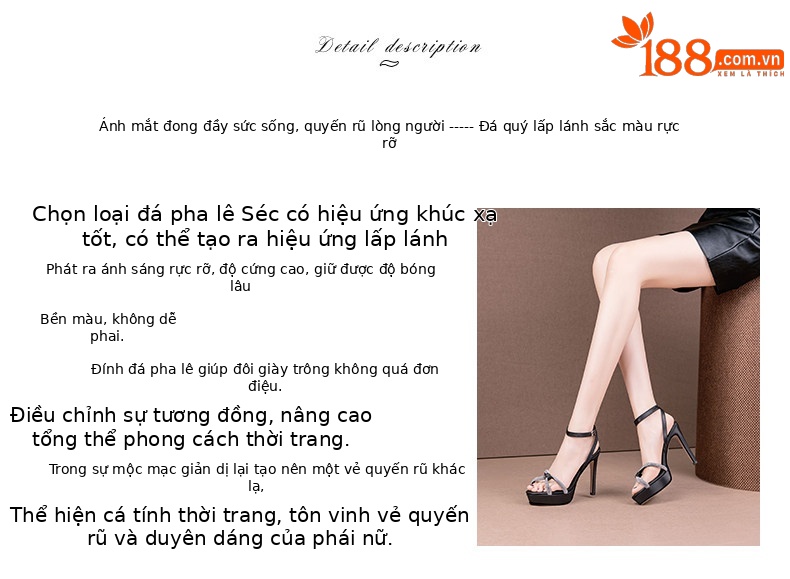 Sandal cao gót nữ hở mũi đế platform chống nước, gót nhọn 9 cm — Kê, Hồng Đậu chi tiết 1