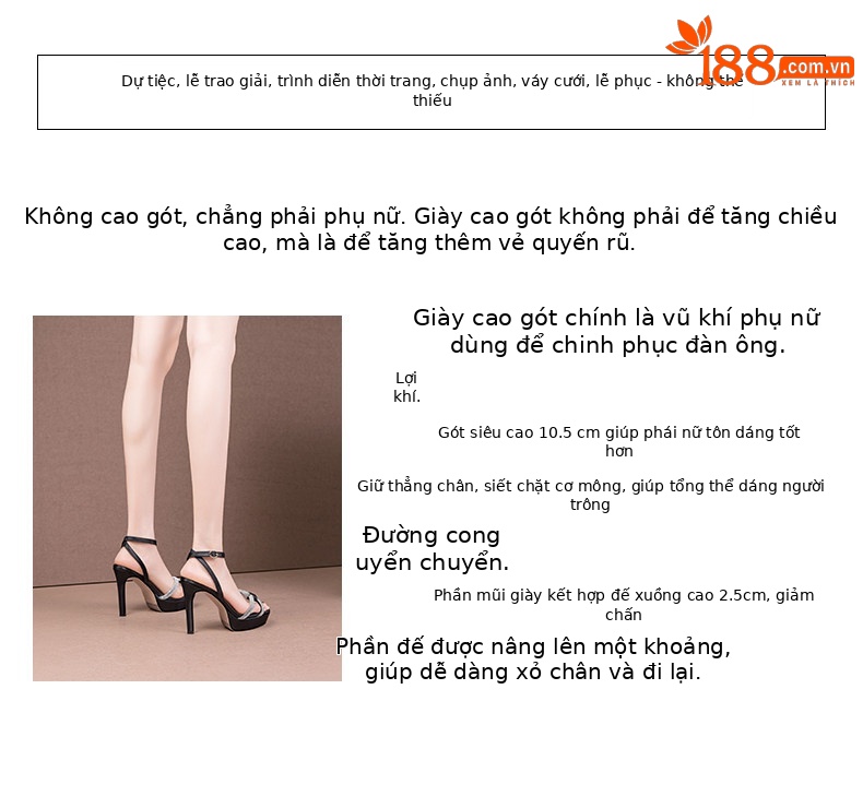 Sandal cao gót nữ hở mũi đế platform chống nước, gót nhọn 9 cm — Kê, Hồng Đậu chi tiết 2