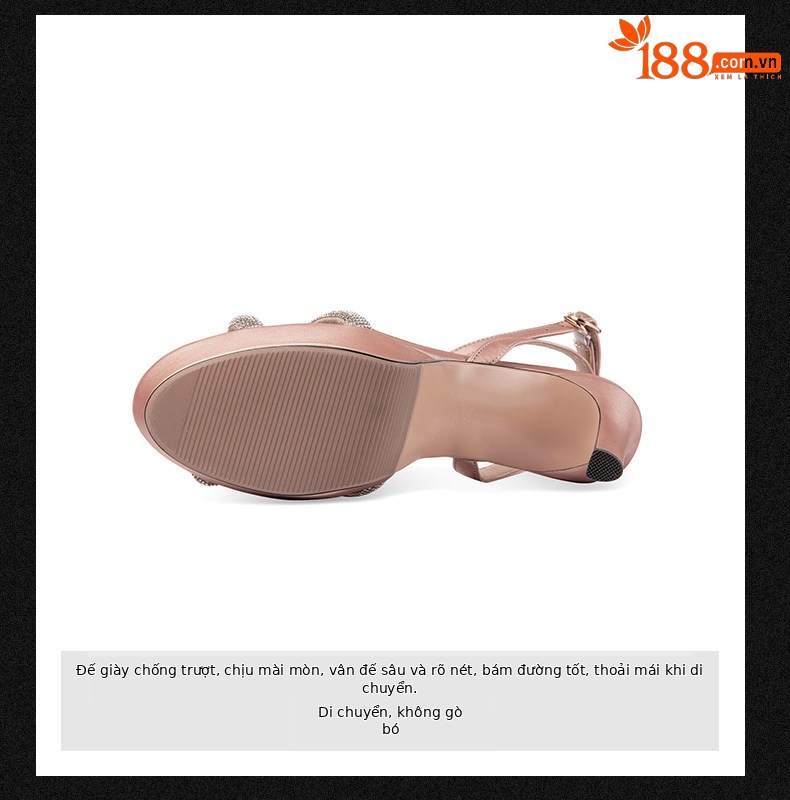 Sandal cao gót nữ hở mũi đế platform chống nước, gót nhọn 9 cm — Kê, Hồng Đậu chi tiết 9