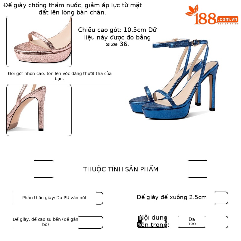 Sandal cao gót nữ hở mũi quai ngang một dây, gót nhọn 9 cm — Hồng Vàng, Xanh