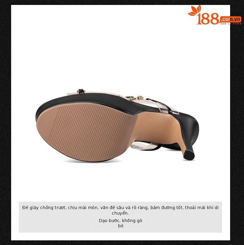 Sandal cao gót nữ hở mũi đính đá khóa quai siêu cao gót 12–15 cm — Đen Cao gót 12cm, Mơ Cao gót 12cm, Đen Cao gót 13cm, Mơ Cao gót 13cm chi tiết 9