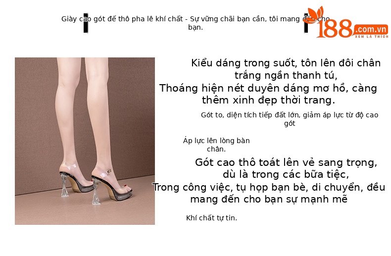 Sandal cao gót nữ mũi nhọn quai mắt cáo gót vuông trong suốt — Đen, Mơ chi tiết 2
