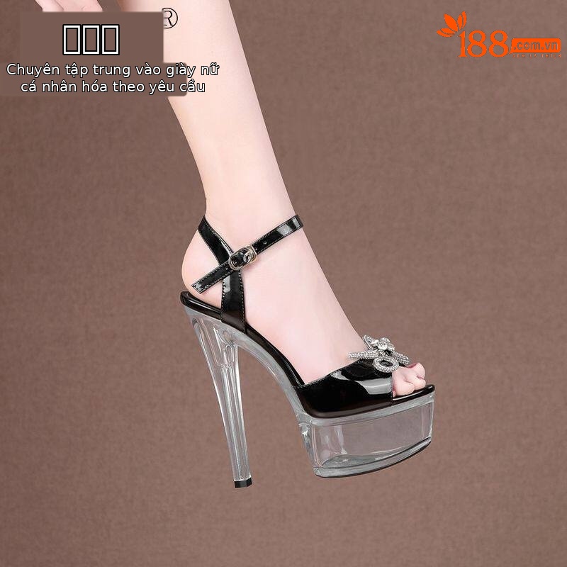 Sandal cao gót nữ mũi hở gót trong suốt đế platform 12cm/15cm — Đen 12cm Cao Gót 19721, Màu Sắc 12cm Cao Gót 19721m, Đen 15cm Cao Gót 19821, Màu Sắc 15cm Cao Gót 19821m