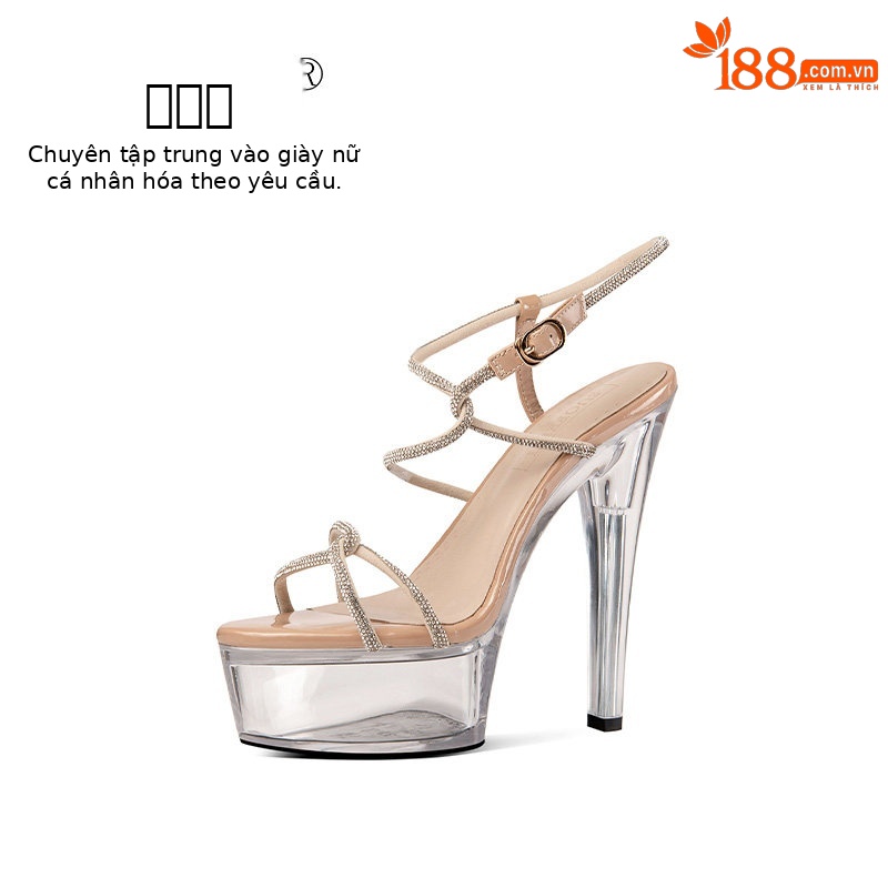 Sandal cao gót nữ đính đá quai mảnh mũi hở gót 12–15 cm — Đen Cao Gót 12cm, Mơ Cao Gót 12cm, Đen Cao Gót 15cm, Mơ Cao Gót 15cm