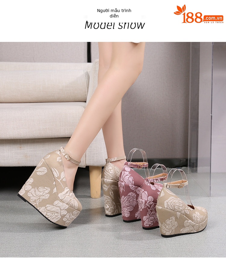 Giày cao gót nữ đế xuồng platform phong cách Pháp, gót ẩn tôn dáng — Màu đỏ tím 15cm, Mơ 10cm, Mơ 15cm, Đỏ tím 10cm chi tiết 29