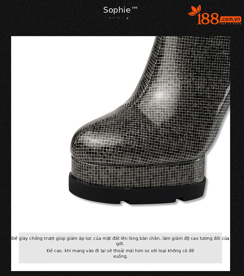 Boot nữ cổ thấp mũi tròn gót nhọn phong cách retro, da bóng, khóa kéo bên hông — Bạc 71861 (Gót nhỏ), Đỏ rượu 71861 (Gót nhỏ), Bạc 71961 (Gót to), Đỏ rượu 71961 (Gót to) chi tiết 10