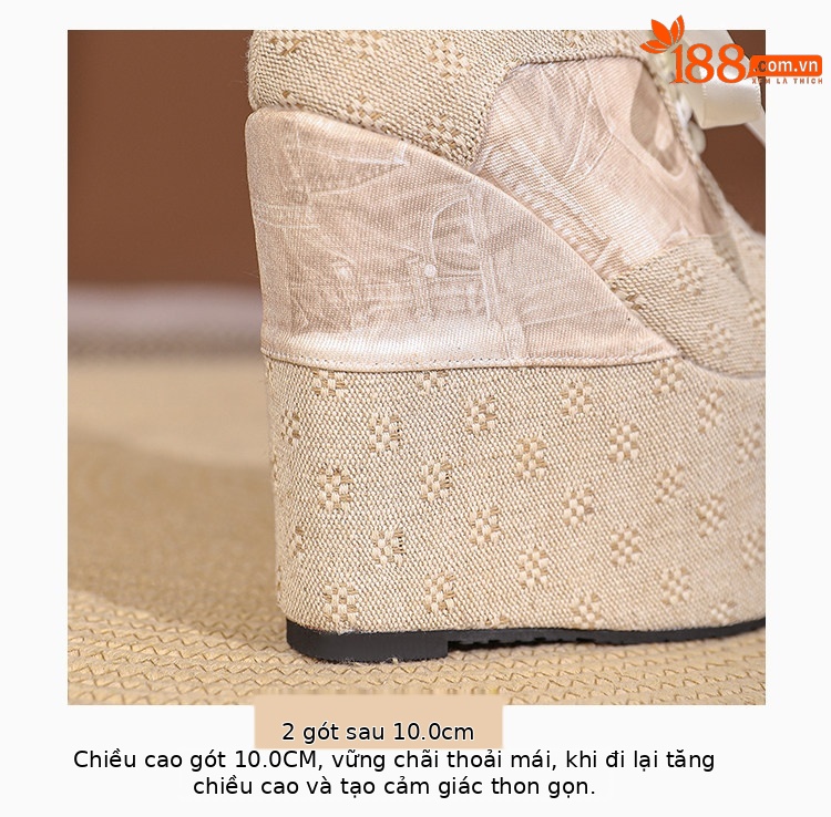 Giày cao gót nữ đế xuồng platform buộc dây, gót 15 cm — Mơ 10cm, Mơ 15cm chi tiết 25