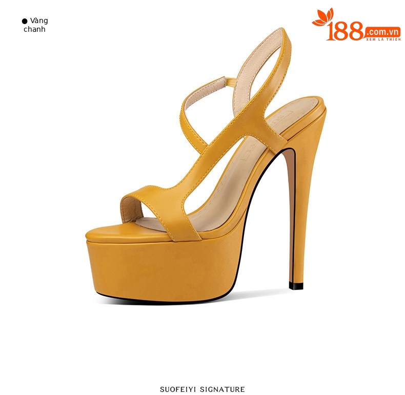 Sandal cao gót nữ hở mũi quai mảnh phong cách Pháp, gót nhọn 12-15 cm, đế platform chống mỏi — Đen Cao gót 15cm 91531, Đen Cao gót 13cm 91231, Đen Cao gót 12cm 18831, Vàng chanh Cao gót 15cm 91531 chi tiết 6