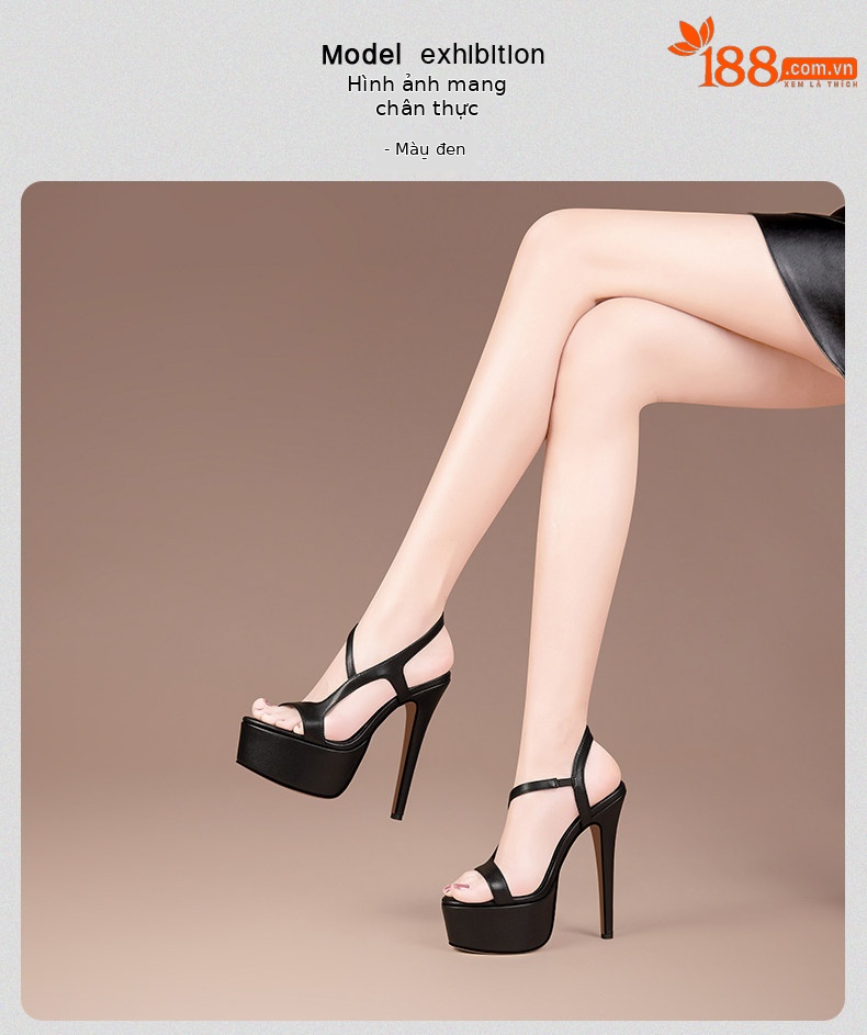 Sandal cao gót nữ hở mũi quai mảnh phong cách Pháp, gót nhọn 12-15 cm, đế platform chống mỏi — Đen Cao gót 15cm 91531, Đen Cao gót 13cm 91231, Đen Cao gót 12cm 18831, Vàng chanh Cao gót 15cm 91531 chi tiết 13