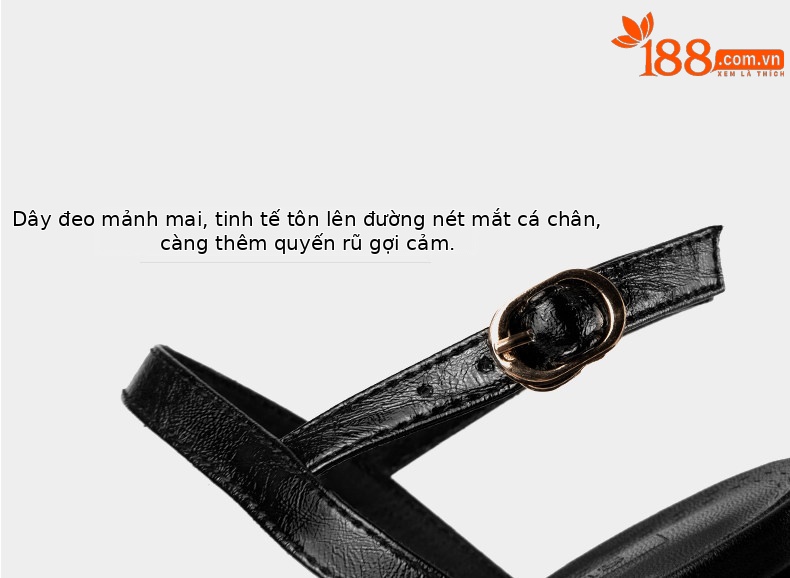 Sandal cao gót nữ quai đơn đế dày mũi hở gót siêu cao 9 cm — Đen, Trắng Ngà chi tiết 11