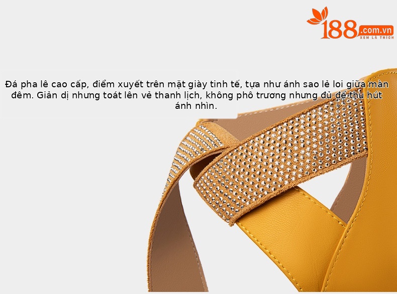 Sandal cao gót nữ hở mũi gót nhọn 9 cm quai mảnh đính đá — Vàng, Xanh da trời chi tiết 11