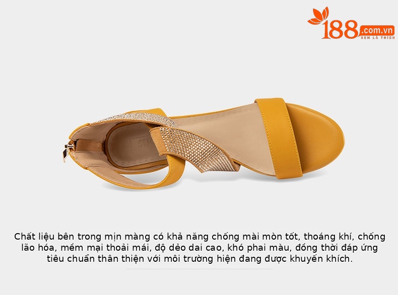 Sandal cao gót nữ hở mũi gót nhọn 9 cm quai mảnh đính đá — Vàng, Xanh da trời chi tiết 14