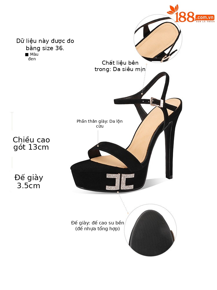 Sandal cao gót nữ hở mũi phong cách châu Âu đơn giản, gót nhọn 11cm hoặc 13cm — Đen Cao gót 11cm, Hồng Cao gót 11cm, Đỏ rượu Cao gót 11cm, Đen Cao gót 13cm