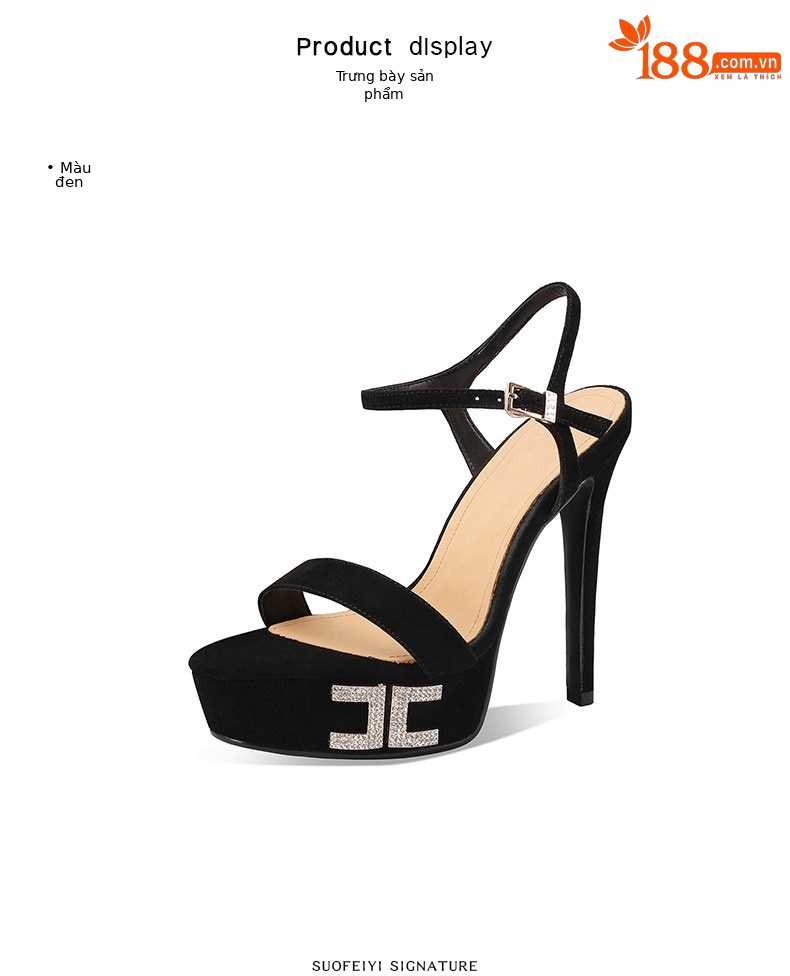Sandal cao gót nữ hở mũi phong cách châu Âu đơn giản, gót nhọn 11cm hoặc 13cm — Đen Cao gót 11cm, Hồng Cao gót 11cm, Đỏ rượu Cao gót 11cm, Đen Cao gót 13cm chi tiết 2