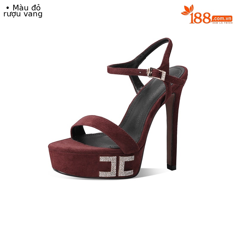Sandal cao gót nữ hở mũi phong cách châu Âu đơn giản, gót nhọn 11cm hoặc 13cm — Đen Cao gót 11cm, Hồng Cao gót 11cm, Đỏ rượu Cao gót 11cm, Đen Cao gót 13cm chi tiết 8