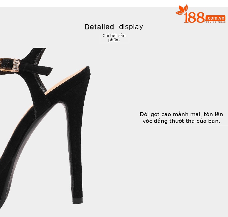 Sandal cao gót nữ hở mũi phong cách châu Âu đơn giản, gót nhọn 11cm hoặc 13cm — Đen Cao gót 11cm, Hồng Cao gót 11cm, Đỏ rượu Cao gót 11cm, Đen Cao gót 13cm chi tiết 10
