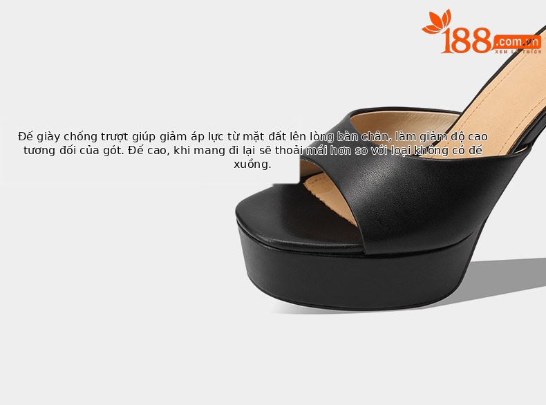 Sandal cao gót nữ hở mũi đế dày platform, gót 9 cm — Đen, Trắng chi tiết 11
