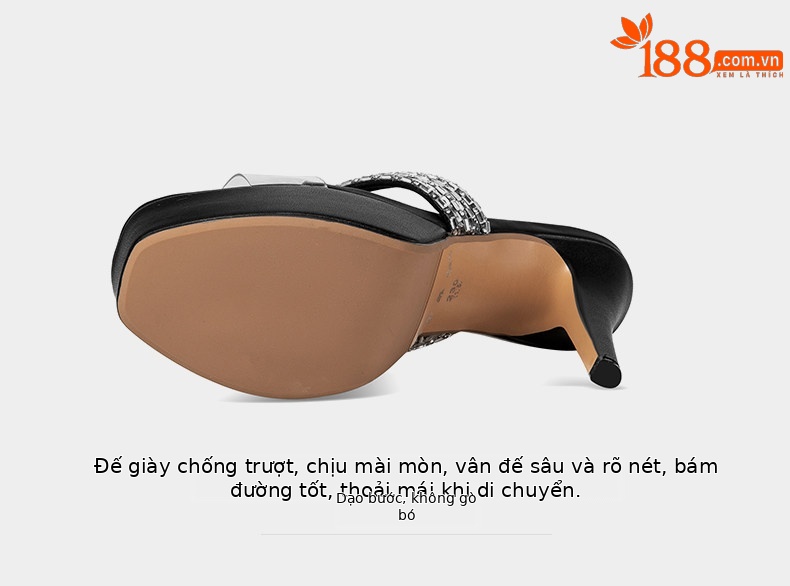 Sandal cao gót nữ mũi nhọn hở mũi quai trong suốt đính đá — Giày Mũi Nhọn Đen 35848-1, Giày Mũi Nhọn Xanh 35848-1, Giày Gót Thô Đen 35648-1, Giày Gót Thô Xanh 35648-1 chi tiết 14