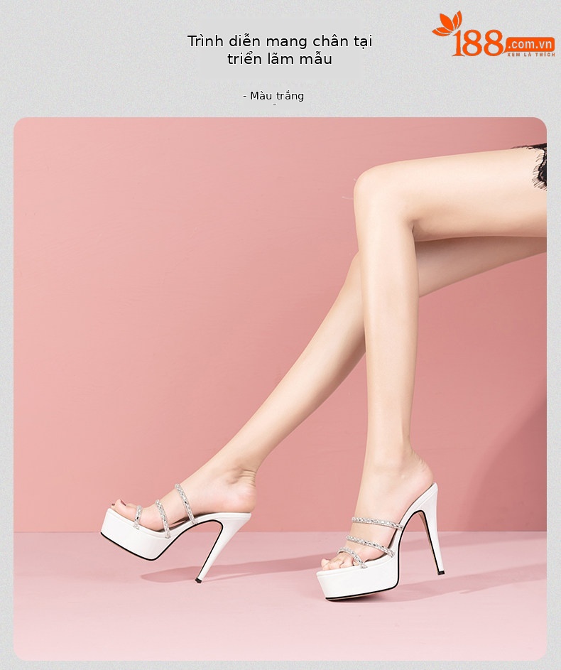 Sandal cao gót nữ hở mũi đính đá quai mảnh gót nhọn 6-8cm — Giày nhọn đen 35847-1, Giày nhọn trắng 35847-1, Black (Thick Heel) 35647-1, White (Thick Heel) 35647-1 chi tiết 18