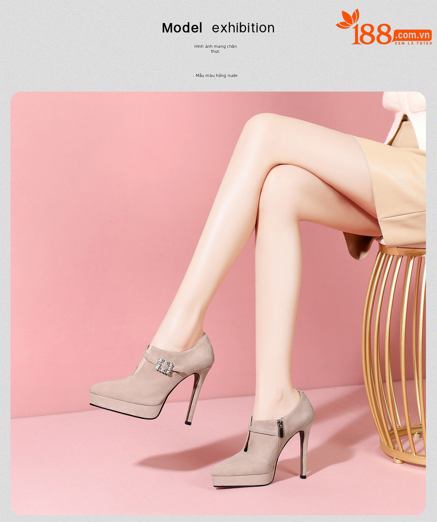 Boot cổ thấp nữ phong cách Pháp đính đá khóa vuông, gót nhọn 10–12 cm, da lộn chống nước — Đen Cao Gót 10cm, Hồng Da Cao Gót 10cm, Tím Cao Gót 10cm, Đen Cao Gót 12cm chi tiết 21
