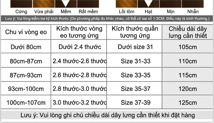 Thắt Lưng Nam Da Bò Dập Vân Khóa Kim Cổ Điển Màu Nâu, Đen chi tiết 7