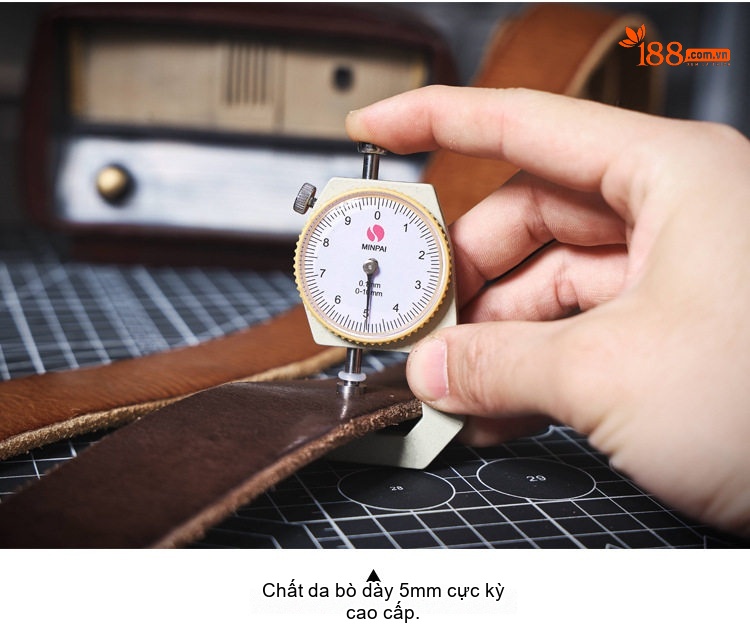 Thắt Lưng Nam Da Bò Dày Dặn Khóa Kim Loại Đồng Phong Cách Retro Màu Nâu chi tiết 10