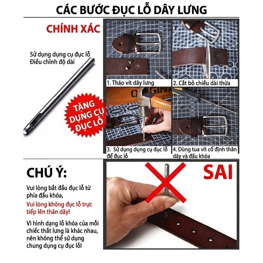 Thắt Lưng Nam Da Bò Dày Dặn Khóa Kim Loại Phong Cách Retro Màu Nâu Đậm, Nâu Vàng, Đen chi tiết 2