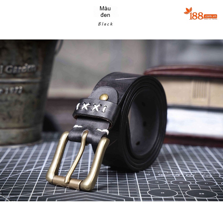 Thắt Lưng Nam Da Bò Dày Dặn Khóa Kim Loại Phong Cách Retro Màu Nâu Đậm, Nâu Vàng, Đen chi tiết 14