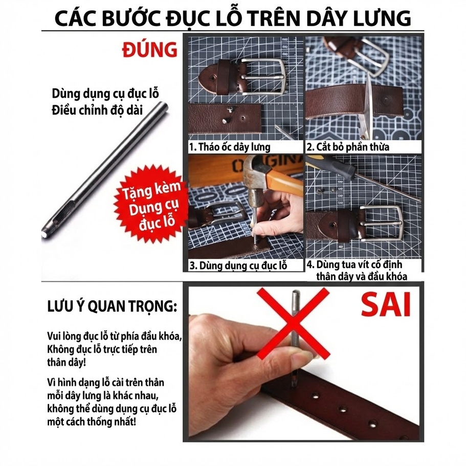 Thắt Lưng Nam Da Bò Khóa Kim Loại Đồng Nguyên Chất Phong Cách Cổ Điển Màu Nâu chi tiết 2