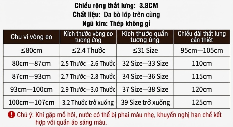 Thắt Lưng Nam Da Bò Khóa Kim Loại Phong Cách Retro Màu Nâu, Đen, Vàng Bò chi tiết 3