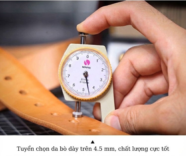 Thắt Lưng Nam Da Bò Mộc Thủ Công Mặt Khóa Đồng Nguyên Chất Phong Cách Cổ Điển Màu Nâu Vàng chi tiết 14