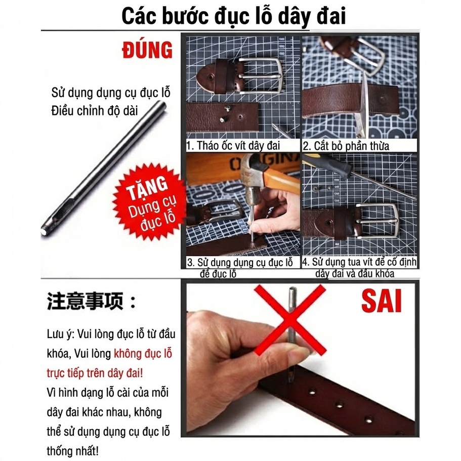 Thắt Lưng Nam Da Bò Nguyên Tấm Phong Cách Retro Khóa Kim Loại Màu Đen, Nâu chi tiết 2