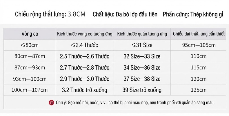 Thắt Lưng Nam Da Bò Nguyên Tấm Phong Cách Retro Khóa Kim Loại Màu Đen, Nâu chi tiết 3