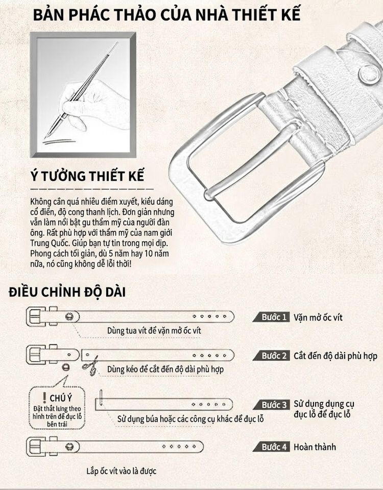 Thắt Lưng Nam Da Bò Vân Cá Sấu Khóa Kim Loại Phong Cách Doanh Nhân Màu Nâu Đậm, Đen, Nâu Vàng chi tiết 6
