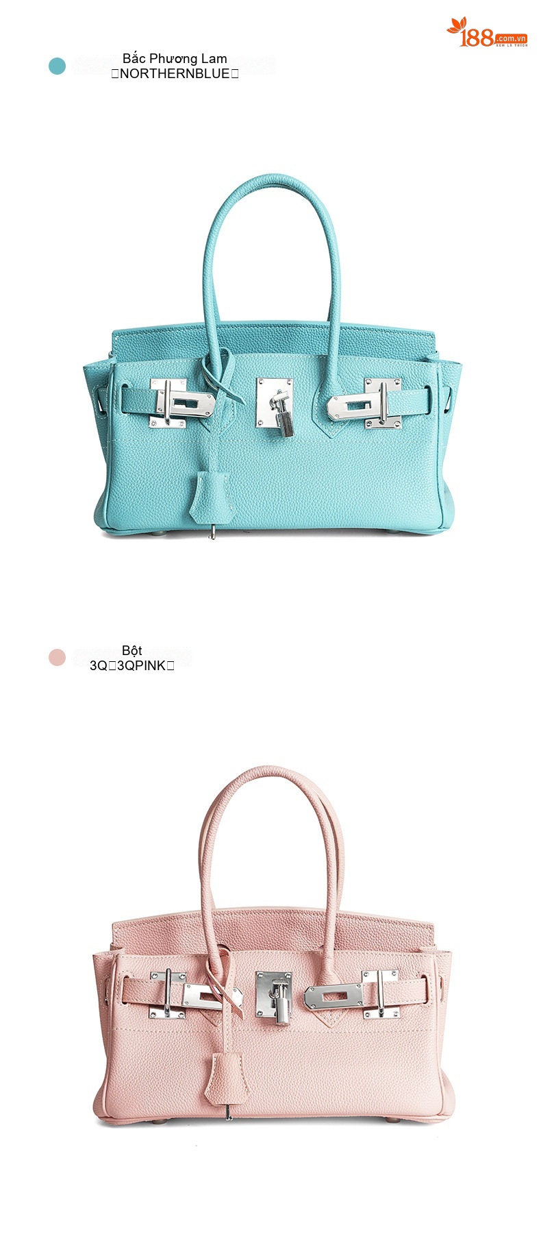 Túi Birkin Nữ Da Bò Dáng Dài Khóa Bạc Cao Cấp Màu Be, Đen, Xanh Dương... chi tiết 22