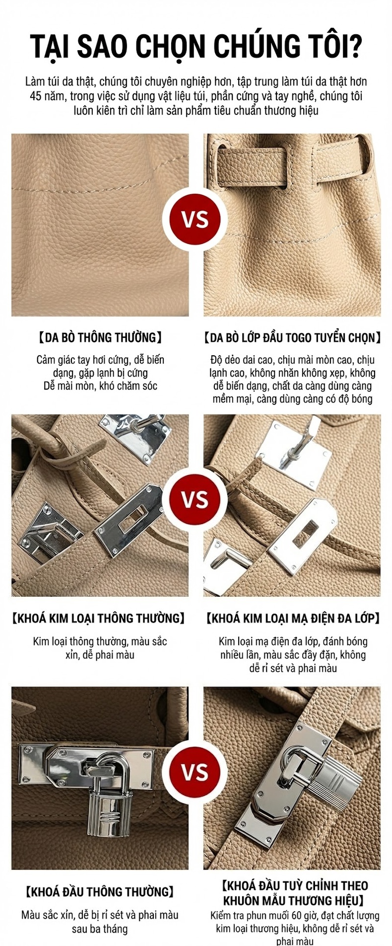 Túi Birkin Nữ Da Bò Dáng Dài Khóa Bạc Cao Cấp Màu Be, Đen, Xanh Dương... chi tiết 2