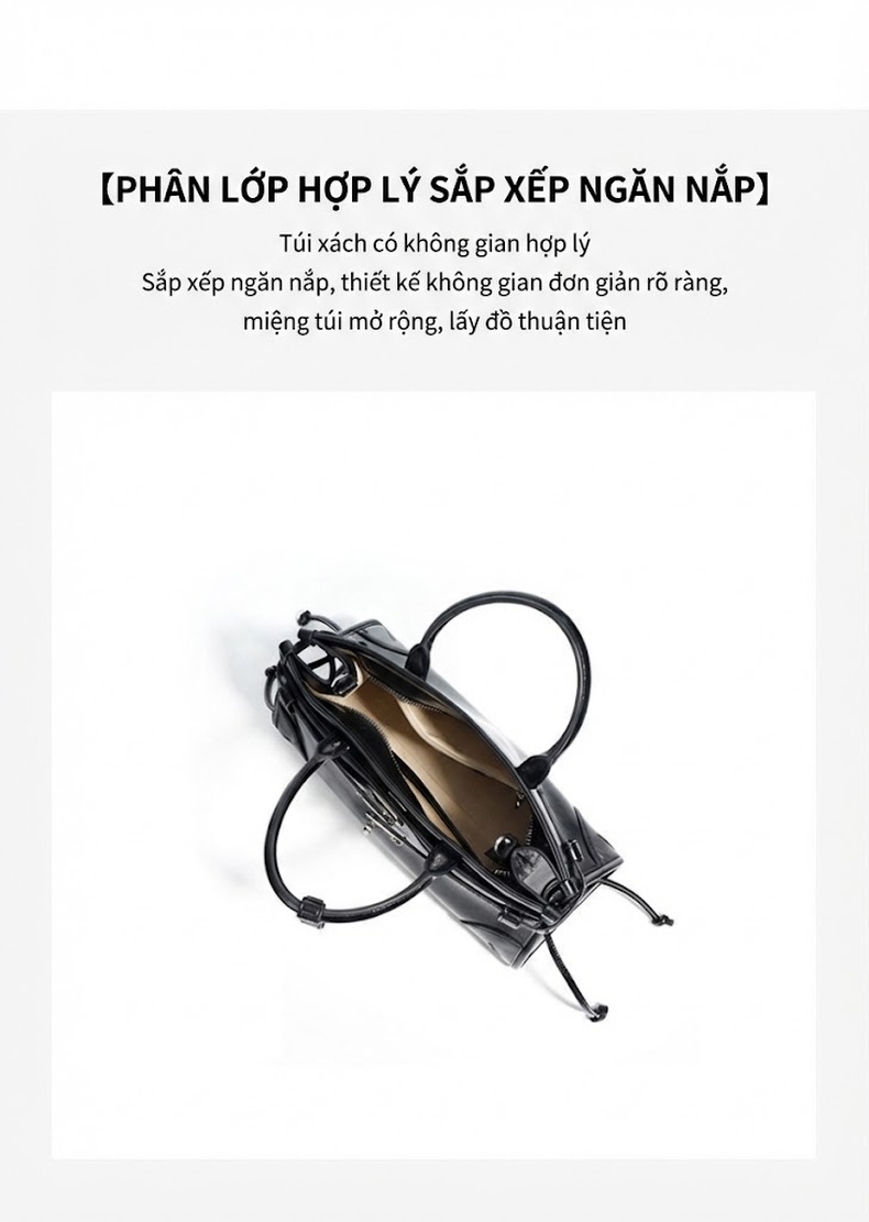 Túi Boston Nữ Da Bò SoftLuxBag Sức Chứa Lớn Đeo Vai, Đeo Chéo Màu Đen, Nâu, Trắng chi tiết 9