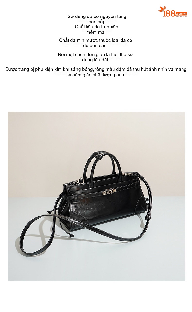 Túi Boston Nữ Da Bò SoftLuxBag Sức Chứa Lớn Đeo Vai, Đeo Chéo Màu Đen, Nâu, Trắng chi tiết 2