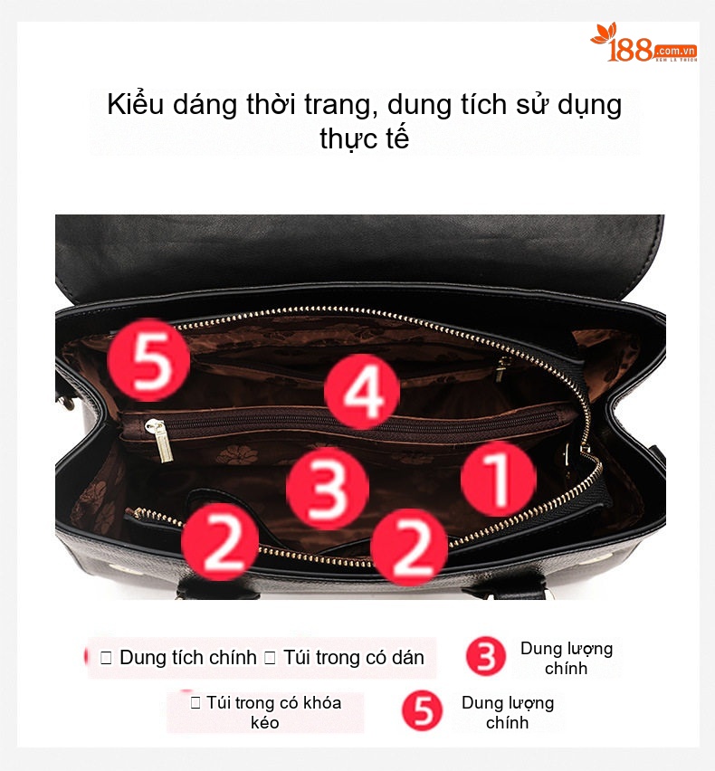 Túi Boston Nữ Da Bò Thật Họa Tiết Da Báo, Đen chi tiết 8