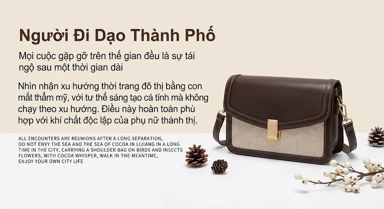 Túi Boston Nữ Da Bóng Thời Trang Cao Cấp Đeo Vai, Xách Tay, Đeo Chéo, Size Lớn Màu Nâu, Be chi tiết 4