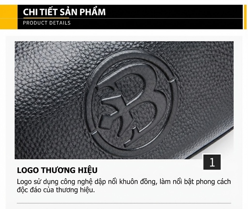 Túi Cầm Tay Nam Da Bò Lớn Thời Trang Màu Đen chi tiết 36