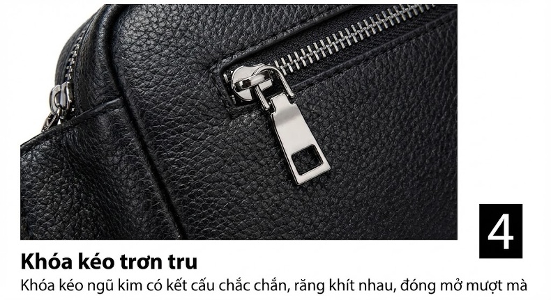 Túi Cầm Tay Nam Da Bò Lớn Thời Trang Màu Đen chi tiết 39