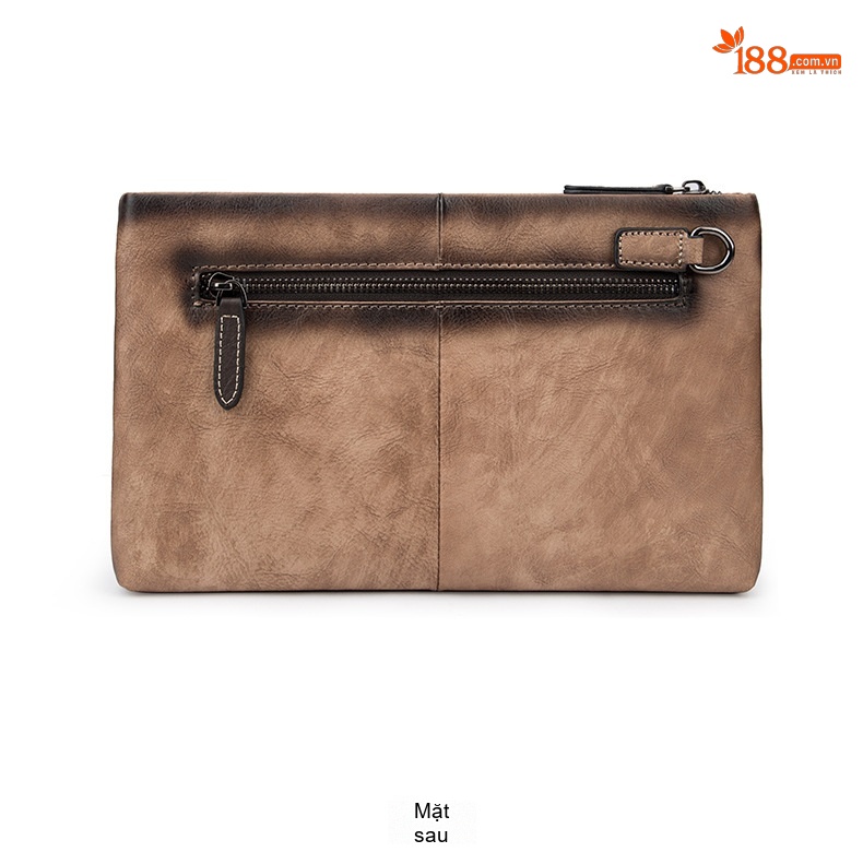 Túi Clutch Nam Da Bò Cầm Tay Khóa Zip Phong Cách Retro Công Sở Màu Nâu, Xanh Navy chi tiết 13