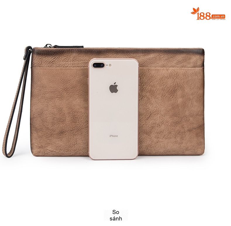 Túi Clutch Nam Da Bò Cầm Tay Khóa Zip Phong Cách Retro Công Sở Màu Nâu, Xanh Navy chi tiết 15