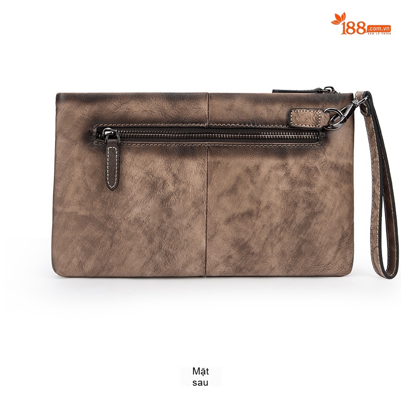 Túi Clutch Nam Da Bò Cầm Tay Khóa Zip Phong Cách Retro Công Sở Màu Nâu, Xanh Navy chi tiết 17